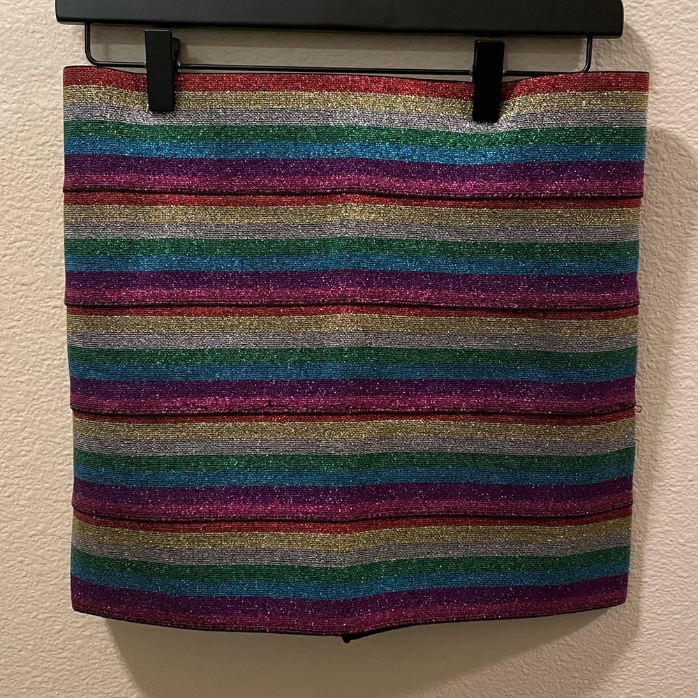 Nasty Gal Rainbow Metallic Bandage Skirt